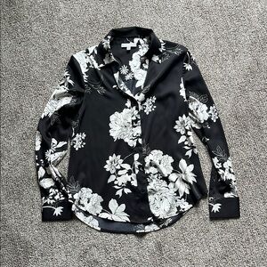 Floral Black and White Women's Blouse